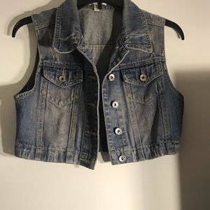 Cropped jean vest